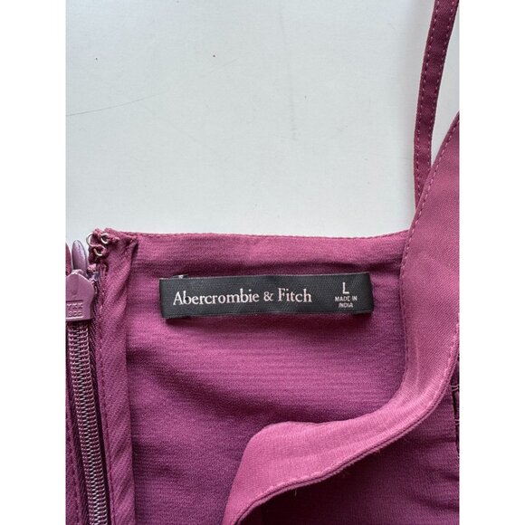 ABERCROMBIE & FITCH Purple Satin Ruffle Tiered Maxi Dress, Size L - Picture 5 of 7
